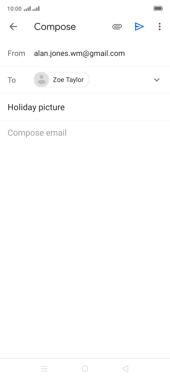 Press the text input field and write the text for your email.