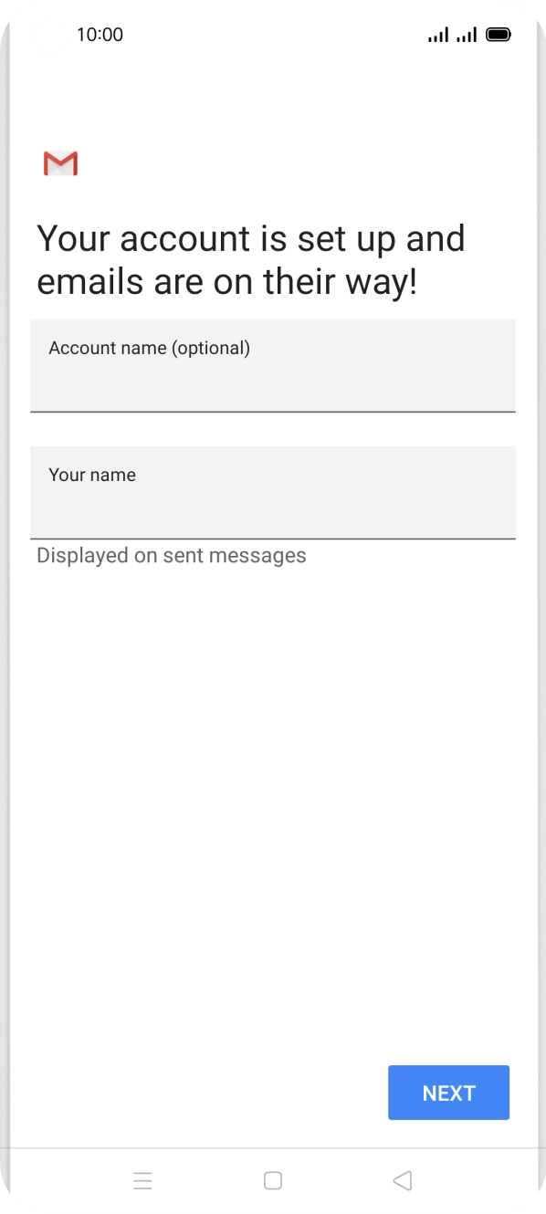 Press the field below 'Account name (optional)' and key in the required name. Press the field below 'Account name (optional)' and key in the required name.