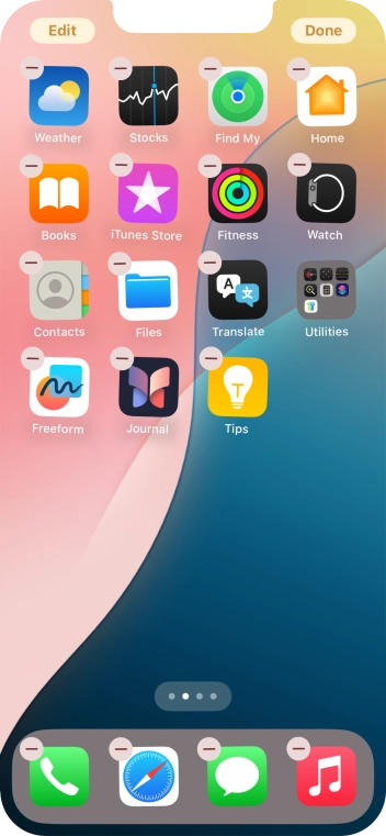 Press the home screen page icon.