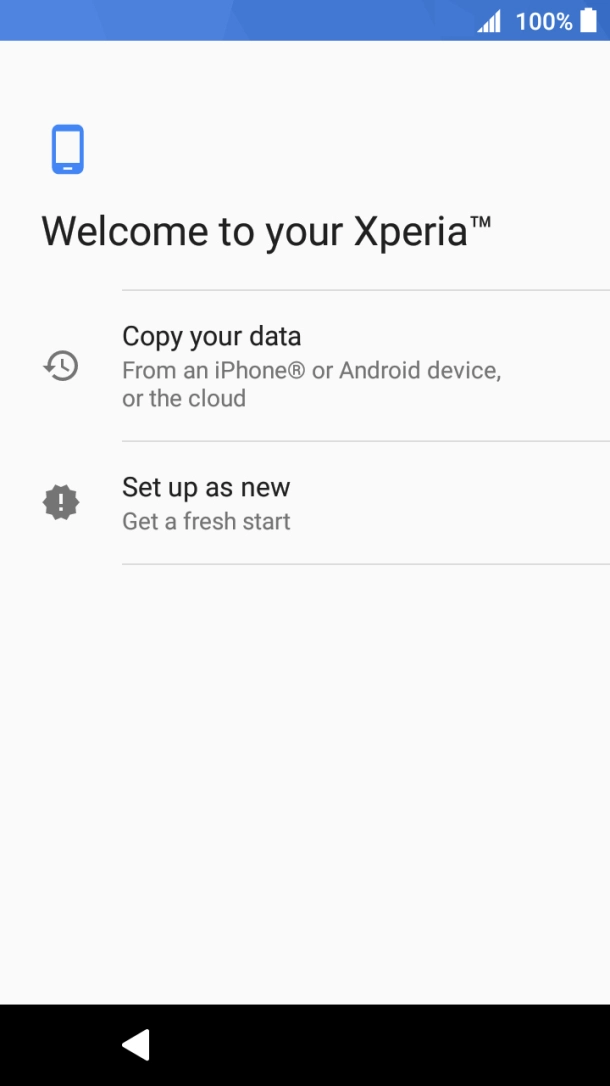 You can transfer the contents of another phone to your phone when it's activated for the first time and after a factory reset. When this screen is displayed, your phone is ready to transfer contents from another phone.