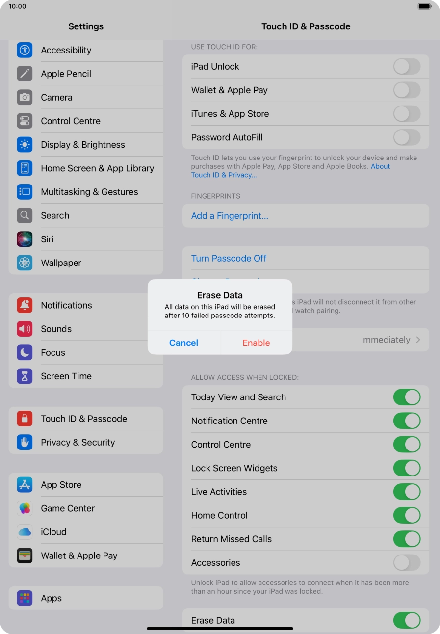 If you turn on the function, press Enable. If you turn on the function, press Enable.