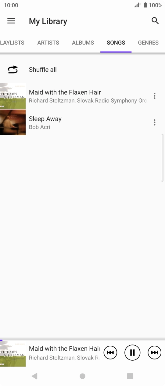 Press the song title at the bottom of the screen. Press the song title at the bottom of the screen.