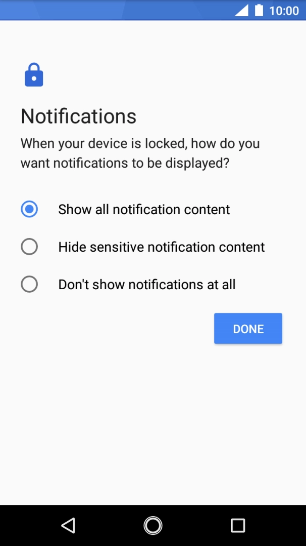 Press the required setting. Press the required setting.