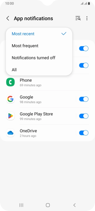 Press the required setting. Press the required setting.