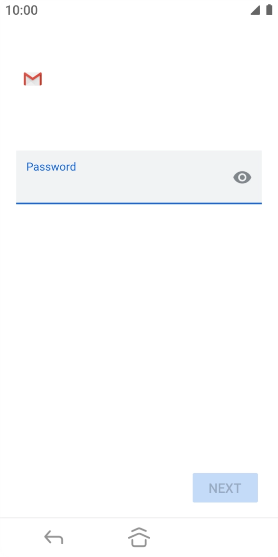 Press the field below 'Password' and key in the password for your email account. Press the field below 'Password' and key in the password for your email account.