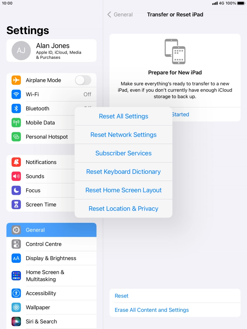 Press Reset All Settings.