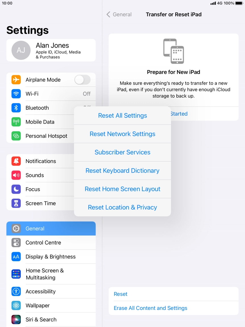 Press Reset All Settings.
