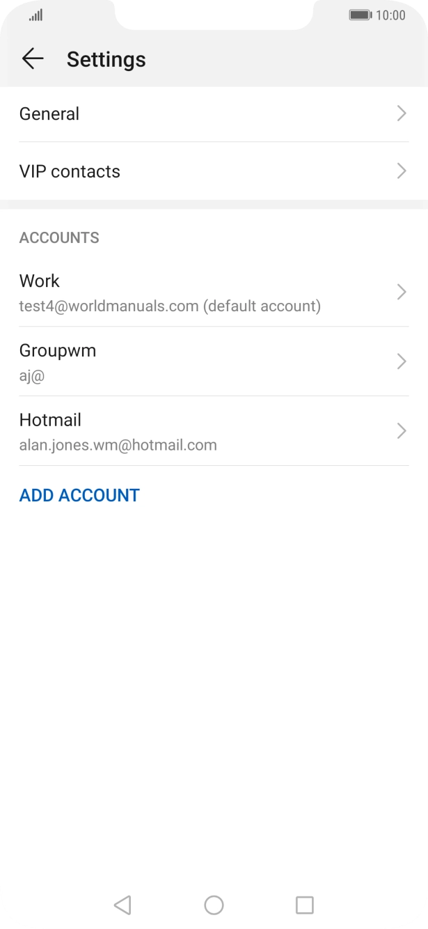 Press the required email account. Press the required email account.