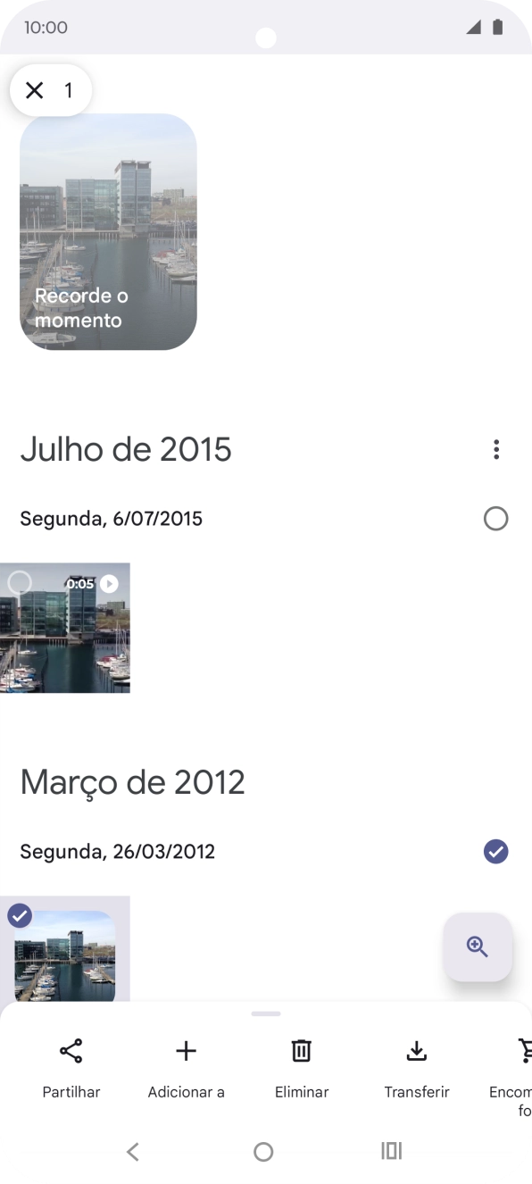Prima as imagens ou vídeos pretendidos para os escolher.