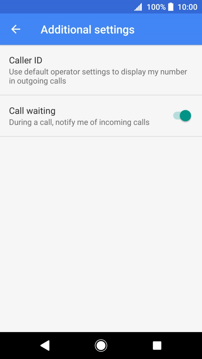 Press the indicator next to 'Call waiting' to turn the function on or off.