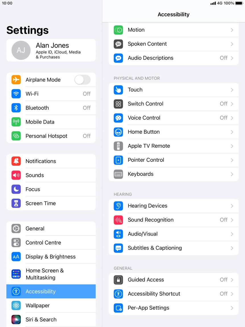 Press the required category below 'GENERAL' and follow the instructions on the screen to select the required settings.