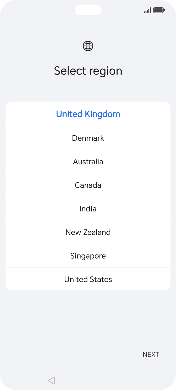 Press the required country or area.