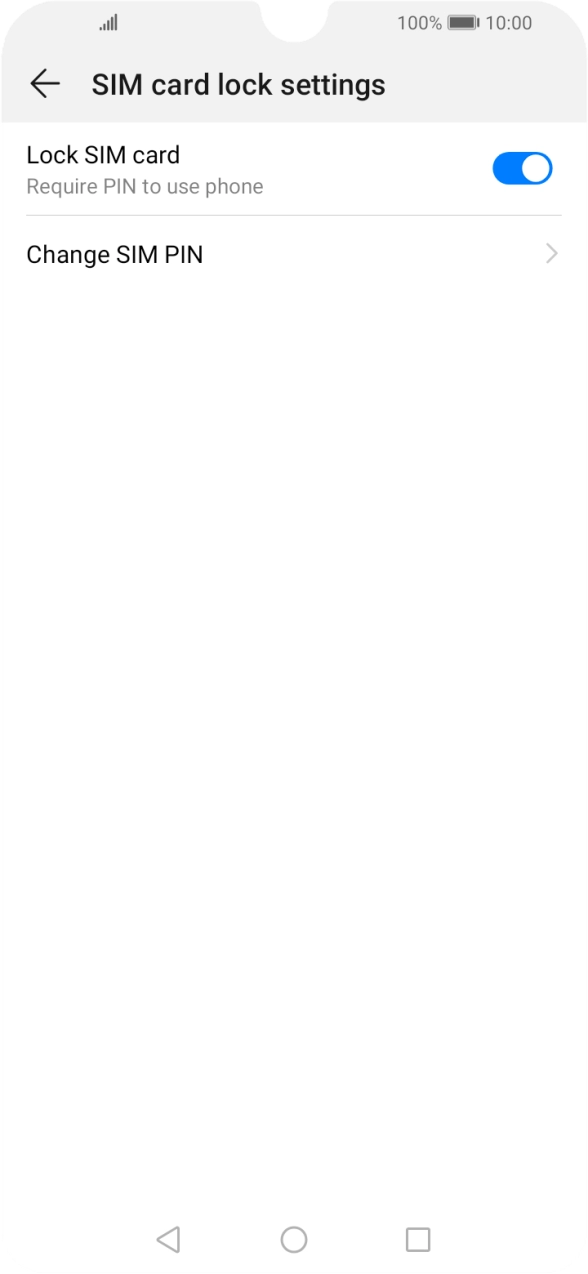 Press the indicator next to 'Lock SIM card' to turn the function on or off.