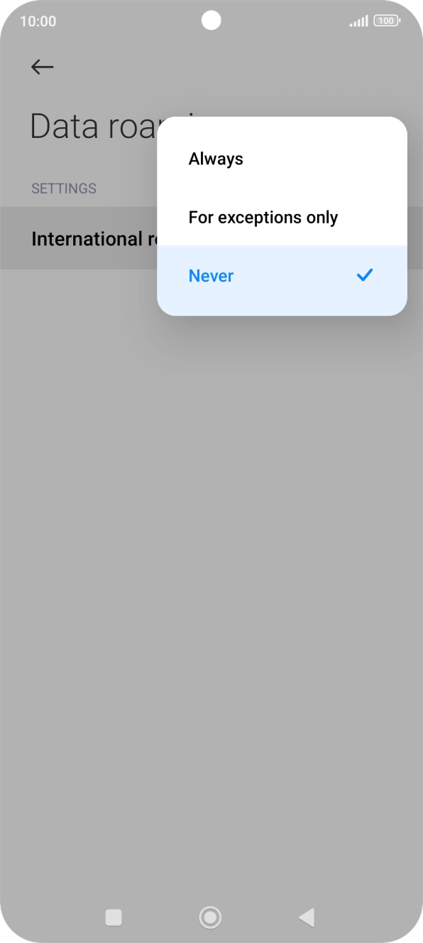 Press the required setting to turn the function on or off.