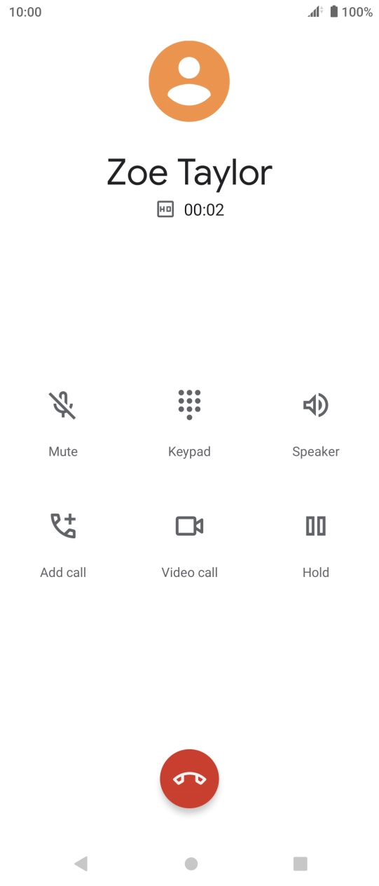 Press the end call icon.