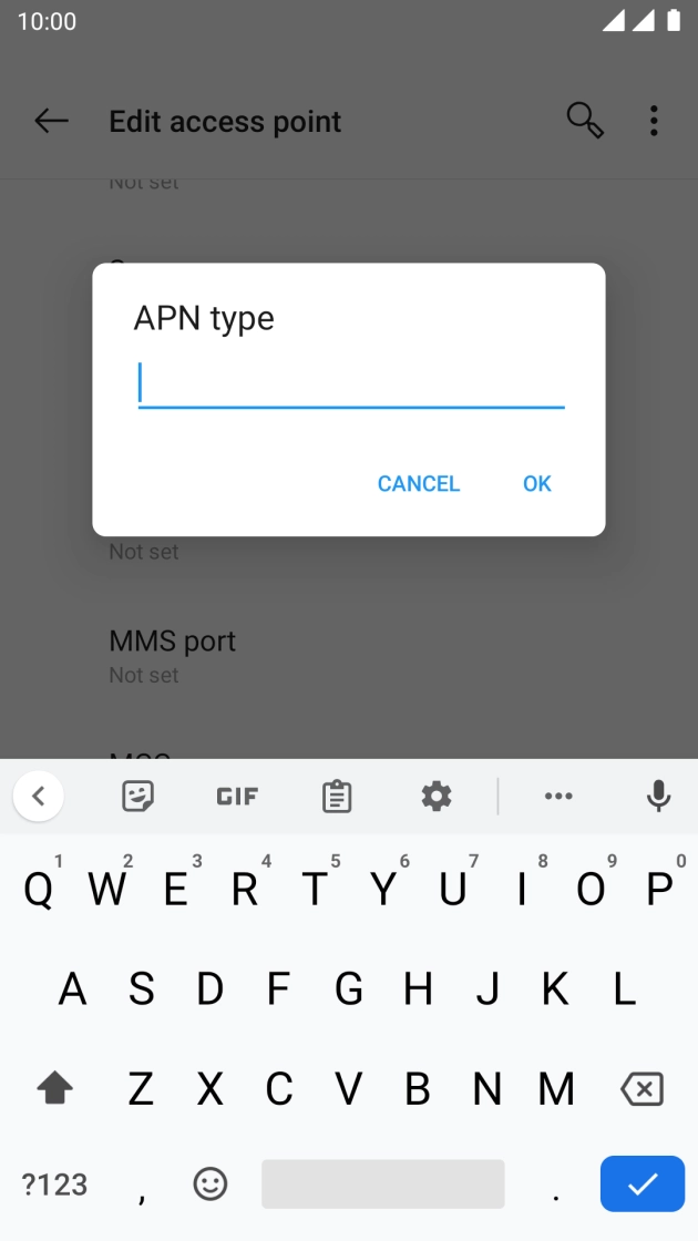 Key in default and press OK. Key in default and press OK.