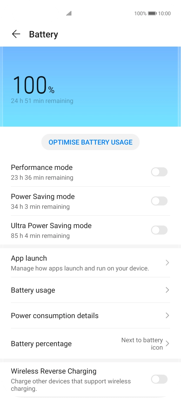 Press the indicator next to the required setting to turn on the function.