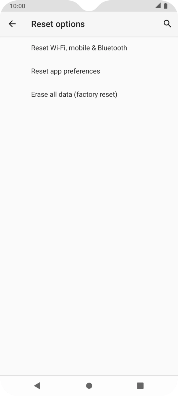 Press Erase all data (factory reset).