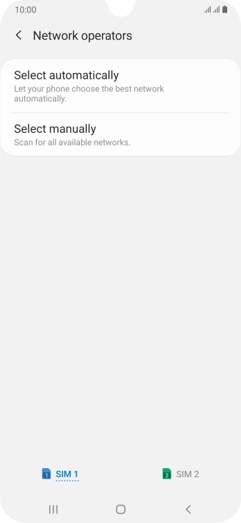 Press Select manually and your phone will search for networks.