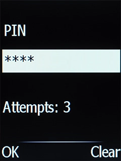 Key in your SIM PIN and press OK. The default SIM PIN is 0000.