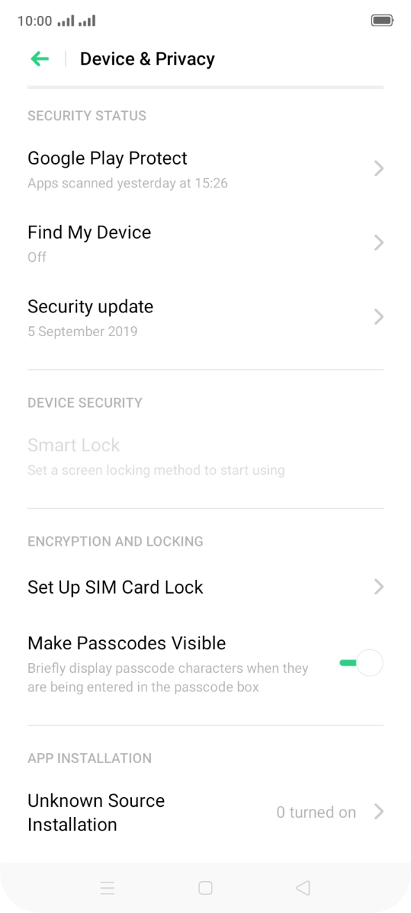 Press Set Up SIM Card Lock.
