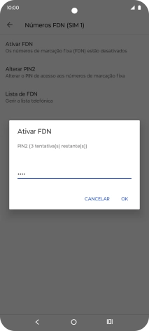 Introduza o código PIN2 e prima OK.