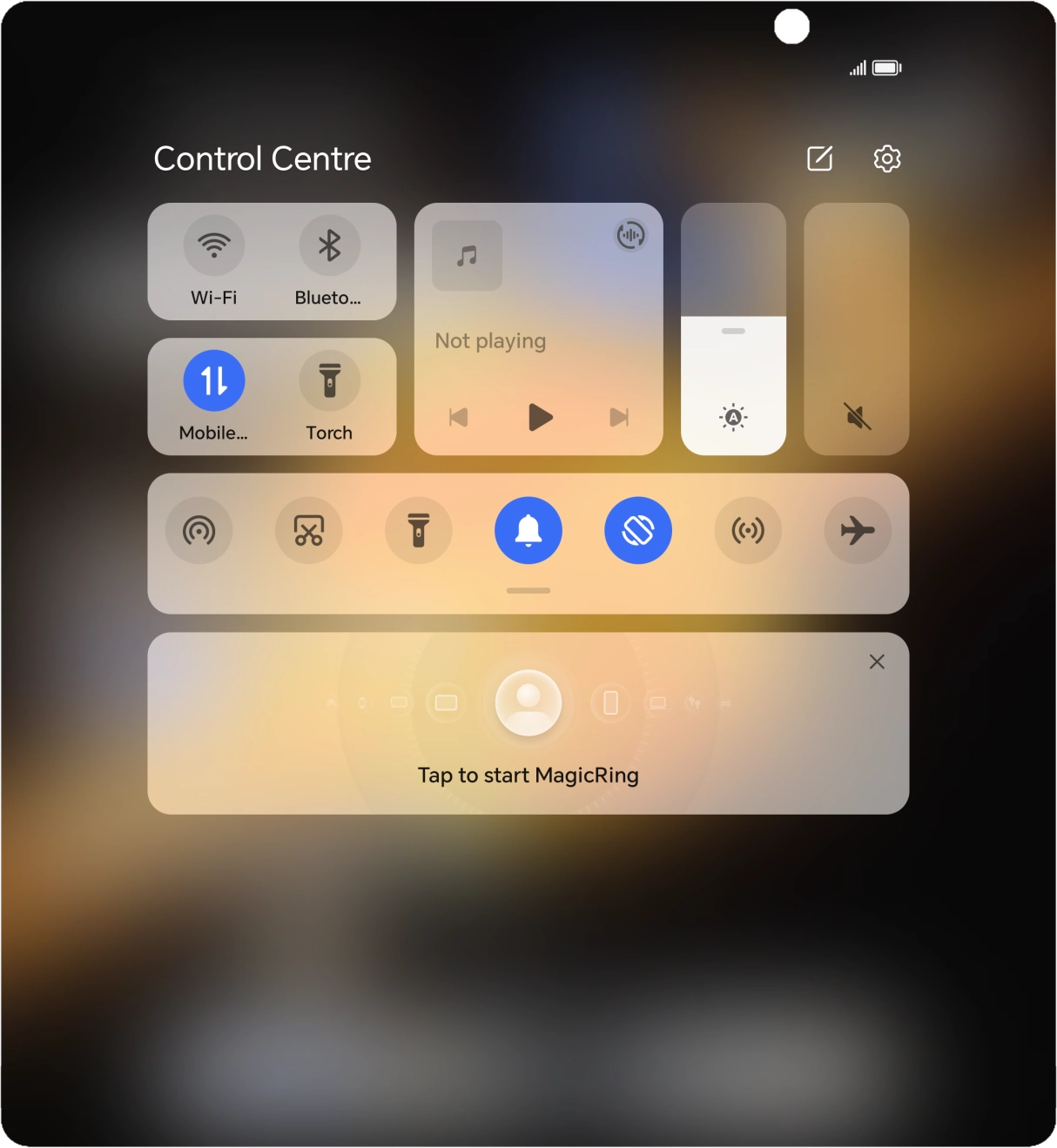 Press the mobile data icon to turn the function on or off.
