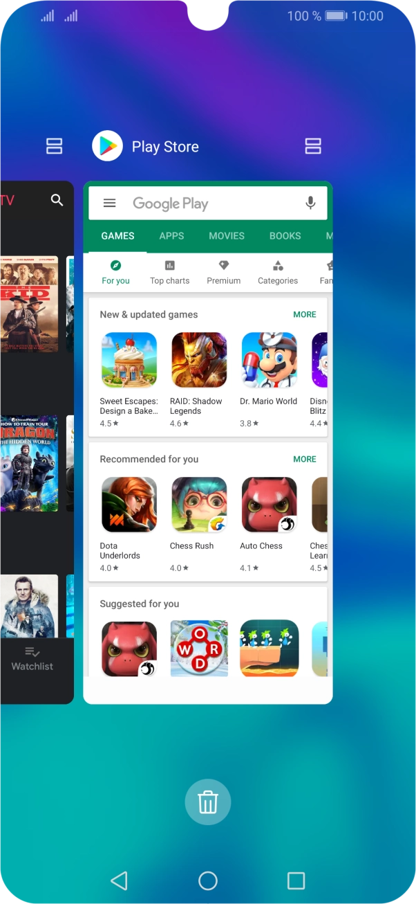 To end one running application, slide your finger upwards on the required application. To end one running application, slide your finger upwards on the required application.