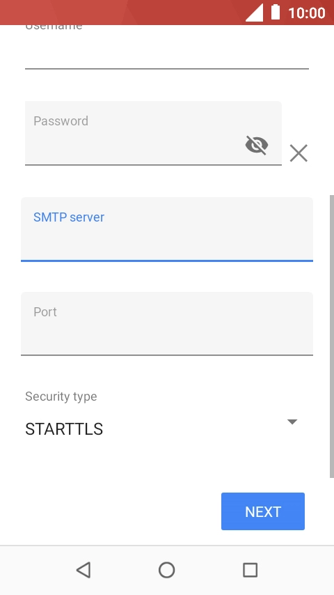 Press the field below 'Port' and key in 25.