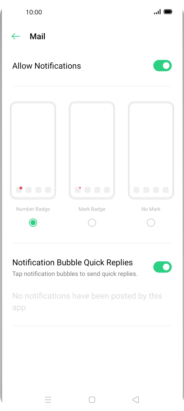 Press the indicator next to 'Allow Notifications' to turn the function on or off. Press the indicator next to 'Allow Notifications' to turn the function on or off.