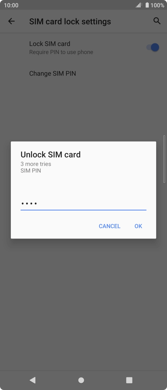Key in your SIM PIN and press OK. The default SIM PIN is 0000.