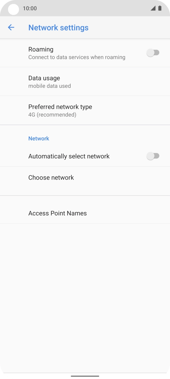 Press the indicator next to 'Automatically select network' to turn on the function. Press the indicator next to 'Automatically select network' to turn on the function.