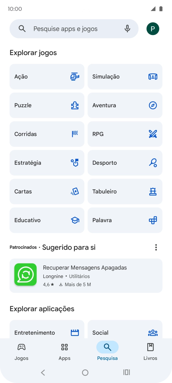 Prima a caixa de pesquisa.