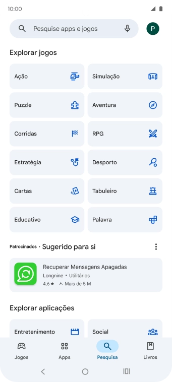 Prima a caixa de pesquisa.
