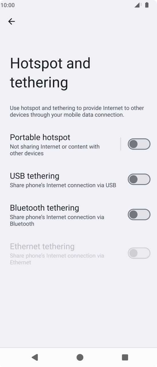 Press Portable hotspot.