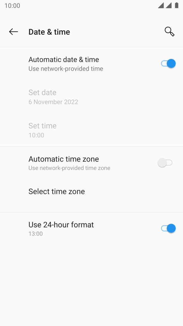Press the field next to 'Automatic time zone' to turn on the function.