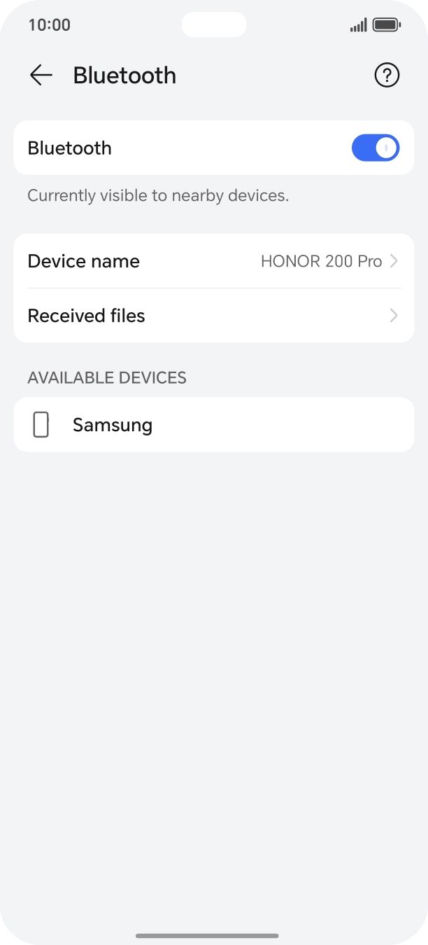 Press the required Bluetooth device and follow the instructions on the screen to pair the device with your phone.