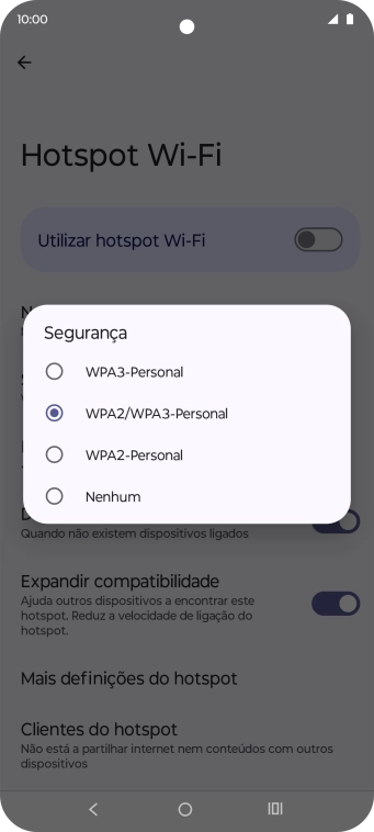 Prima WPA3-Personal para proteger o hotspot Wi-Fi com uma password.