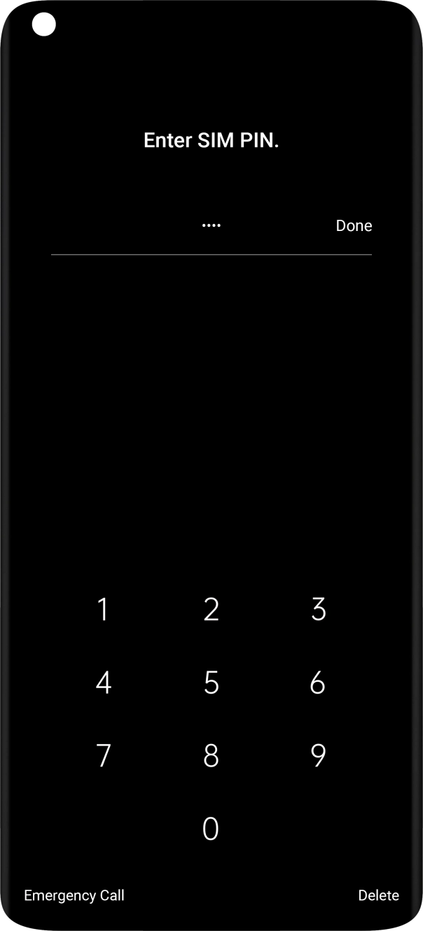 Key in your SIM PIN and press Done. The default SIM PIN is 0000.
