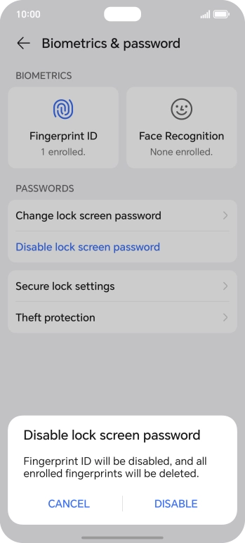Press DISABLE.