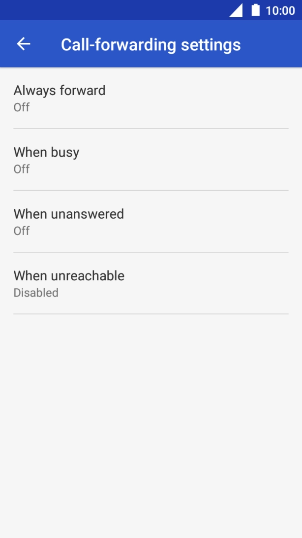 Press the required divert type. Press the required divert type.