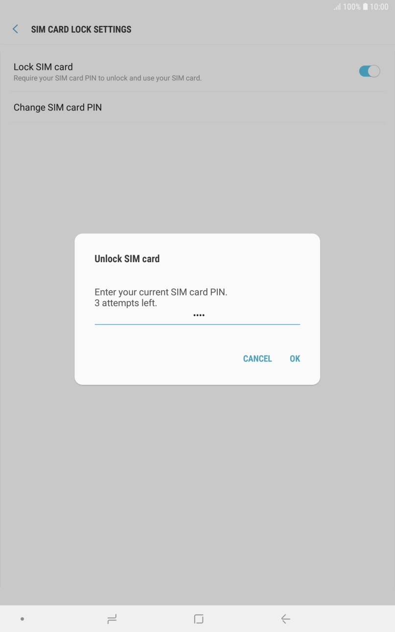 Key in your SIM PIN and press OK. The default SIM PIN is 0000.