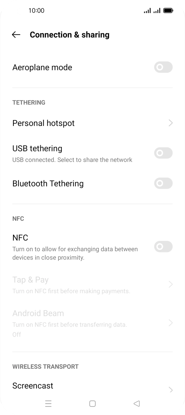 Press Personal hotspot.