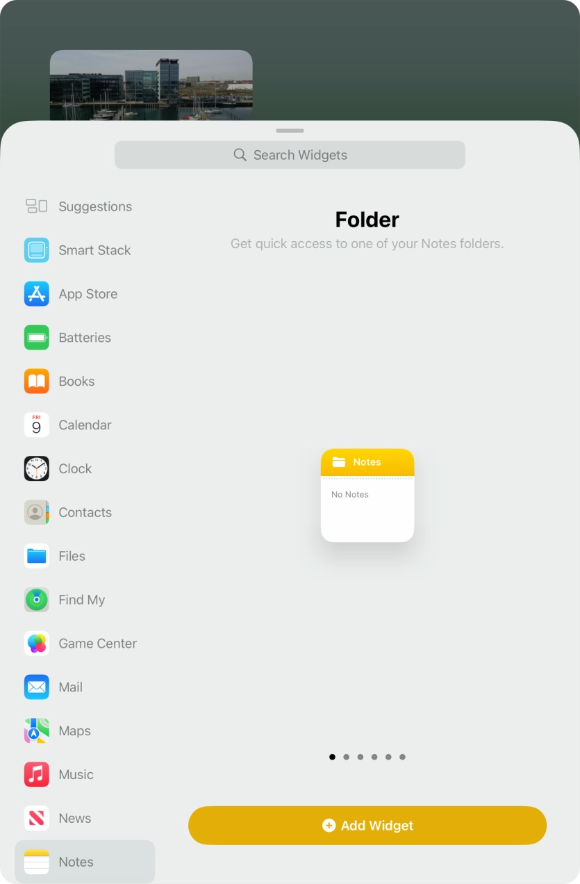 Slide your finger right or left on the screen to select the required widget size. Slide your finger right or left on the screen to select the required widget size.