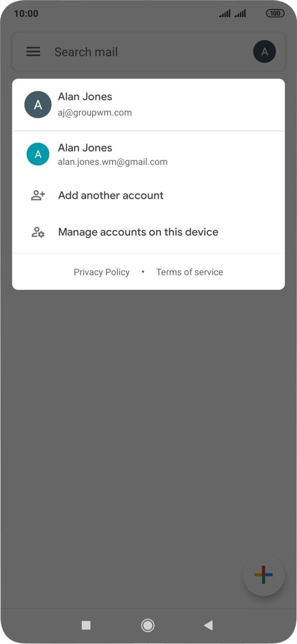 Press the required email account.
