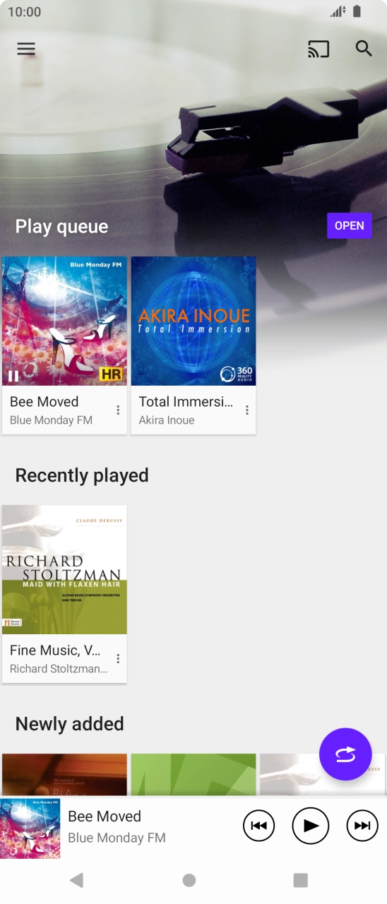 Press the menu icon.