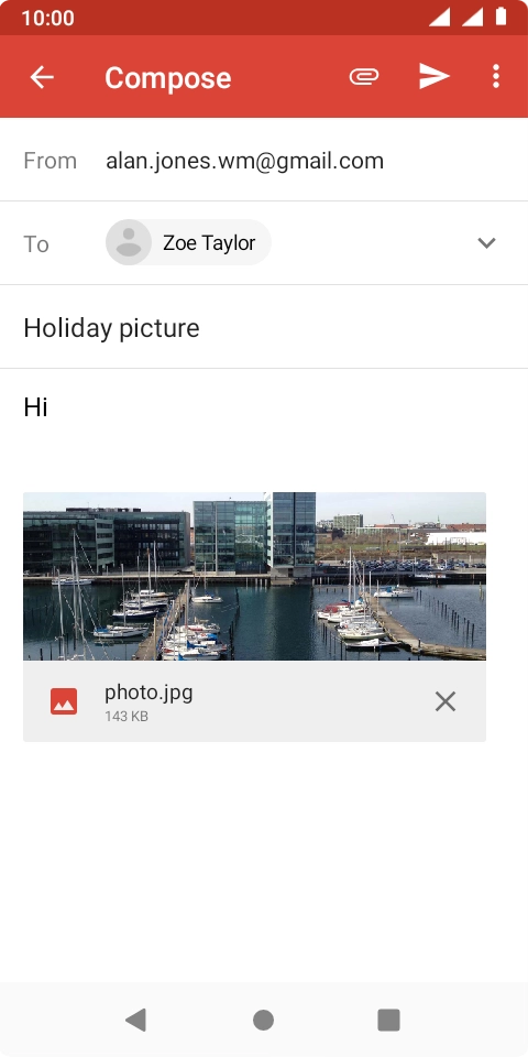 Press the send icon when you've finished your email.