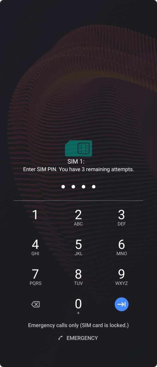 Key in your SIM PIN and press {arrow right. The default SIM PIN is 0000.