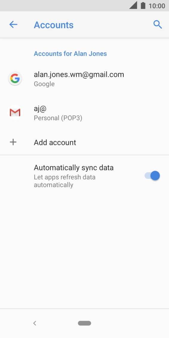 Press the indicator next to 'Automatically sync data' to turn the function on or off.