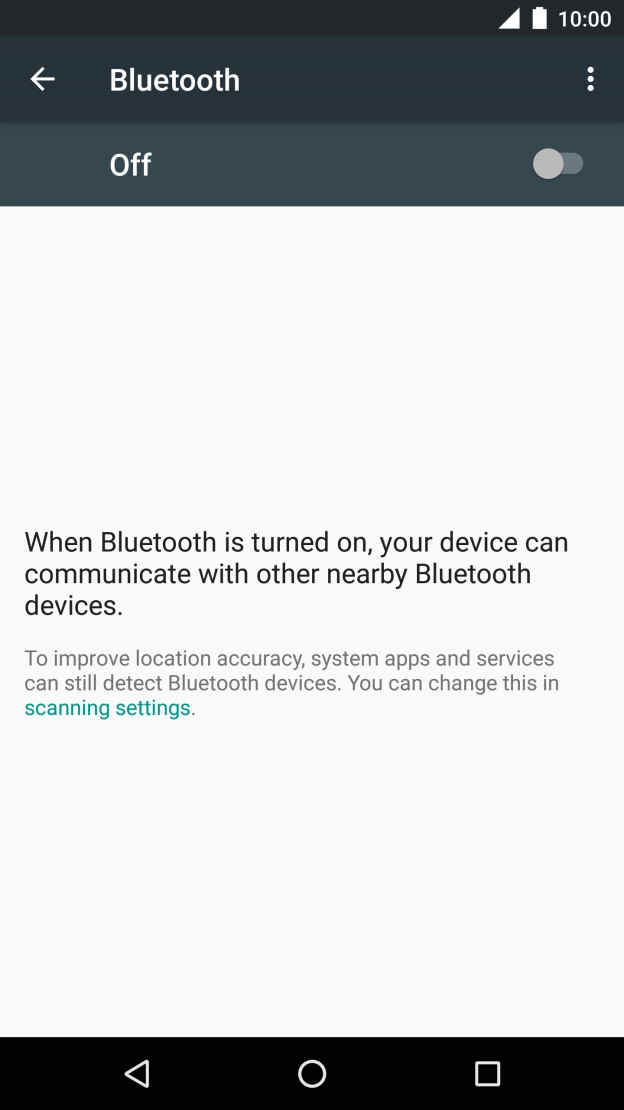 Press the indicator next to 'Bluetooth' to turn on the function.